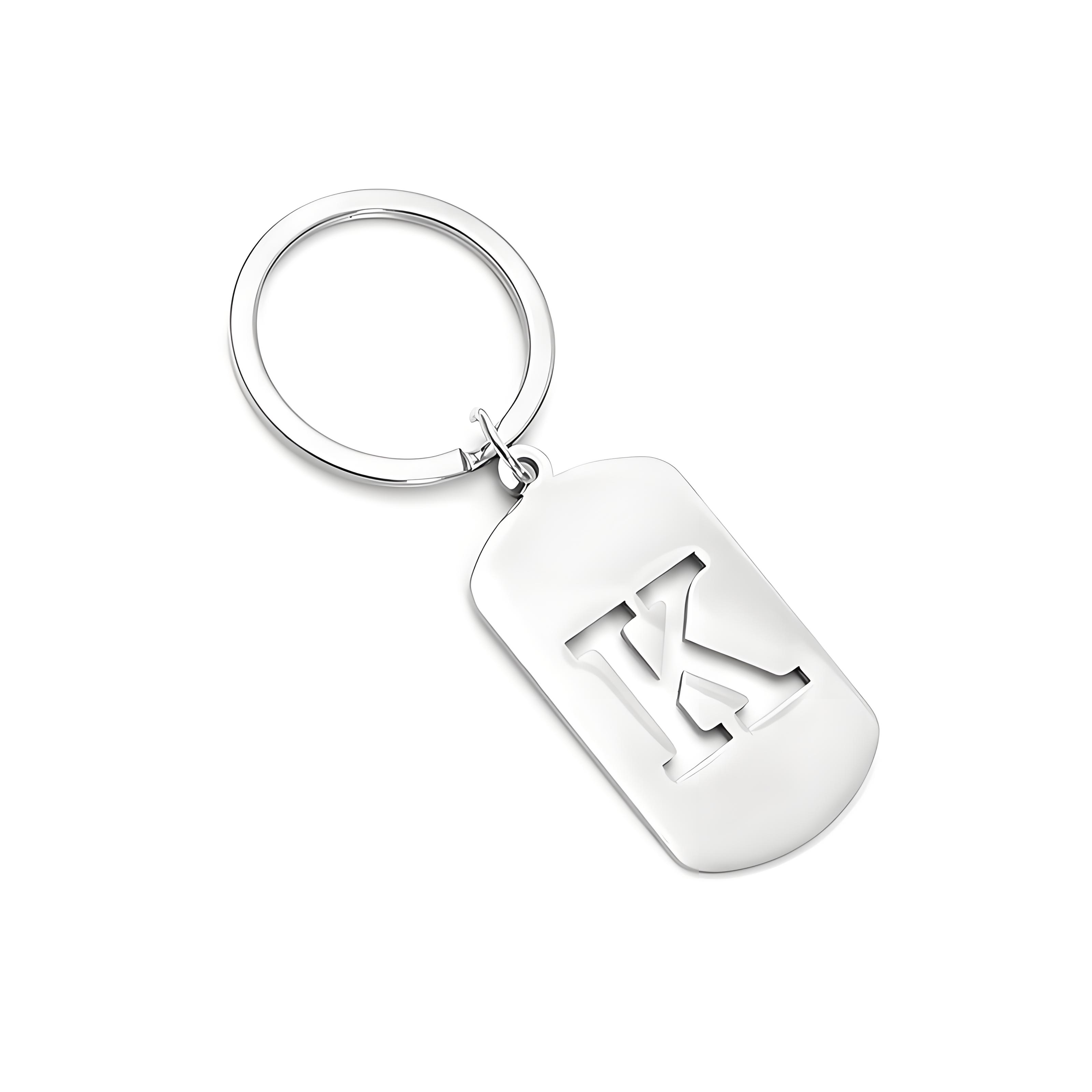 Initial Ring Custom - Gepersonaliseerde beginletter sleutelhanger, roestvrijstalen alfabet hanger