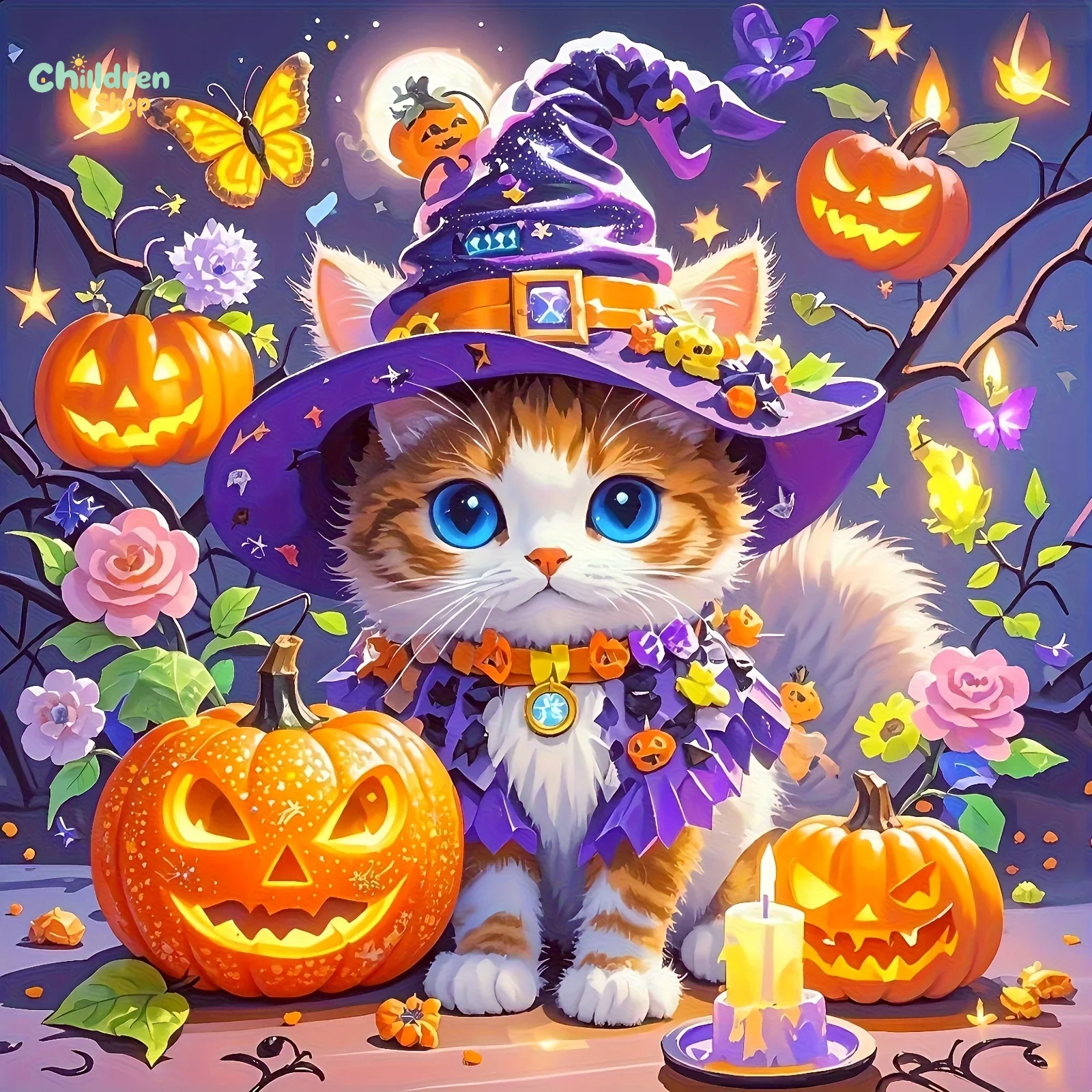 Halloween Wizard Cat Diamond P - Photo Mosaic Print recensie en prijs